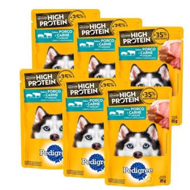 Imagem de Kit 6 Ração Úmida para Cachorro Pedigree High Protein Adulto Sabor Por