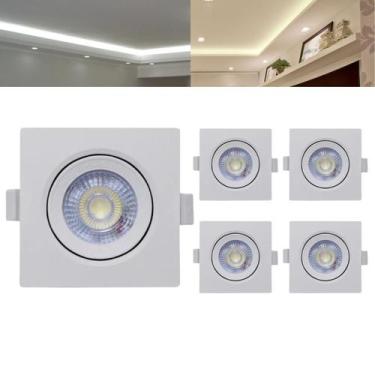 Imagem de Kit 5 Mini Luminária Led Spot SMD Quadrado De 3w (Branco) De Teto Com 