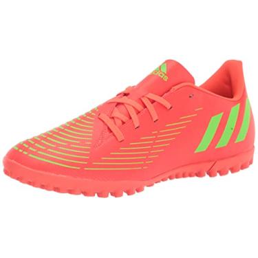 Imagem de adidas Sapato de futebol unissex para grama Predator Edge.4, Vermelho solar/verde solar/preto, 10.5 Women/10.5 Men