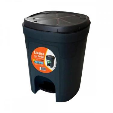 Imagem de Lixeira C/Ped.Antares 15Lt Preta, Preto