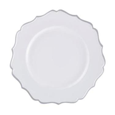 Imagem de Sousplat Em Polipropileno 33cm Rafimex, Branco e Prateado