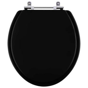 Imagem de Assento Sanitário Laqueado Convencional Oval Preto para vaso Deca - Po