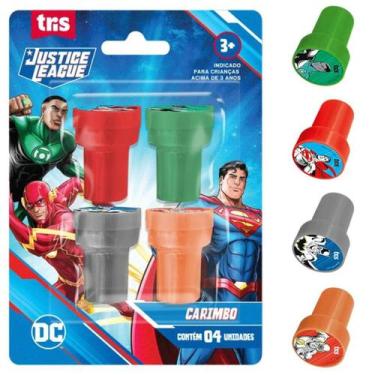 Imagem de Carimbo autotintado lavável - liga da justiça - 4 uni - tris