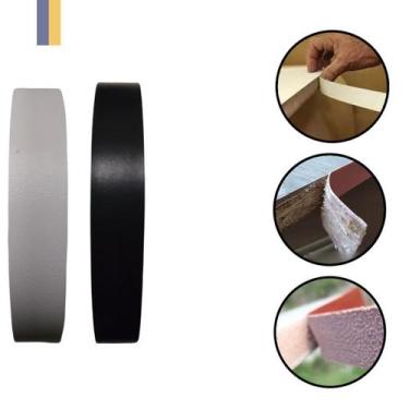 Imagem de Kit Fita De Borda Para Formica Branca Tx Preto tx 15mm x 20m Acabament