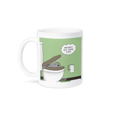 Imagem de 3dRose Caneca de cerâmica mug_42878_1"Sneakiest Bull Shark Ever - Toilet Attack", 325 ml, multicolorido