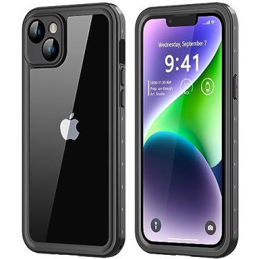 Imagem de Protebox Capa à prova d'água com protetor de tela integrado, à prova de choque, à prova de poeira, capa de telefone à prova d'água IP68 para iPhone 14 de 6,1 polegadas (preto/transparente)