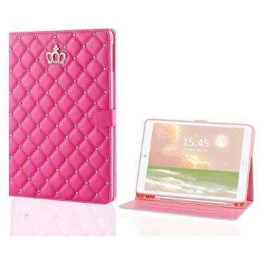 Imagem de Linda capa para iPad 9ª/8ª/7ª geração, 10,2 polegadas, capa fólio com coroa de couro sintético com suporte embutido para Apple Pencil – despertar/dormir automaticamente, vários ângulos de visão,