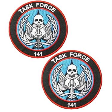 Imagem de C-All of D-uty Task Force 141 adesivos com logotipo gancho e laço tático moral aplique fixador bordado militar patch 2 peças (cor 2)