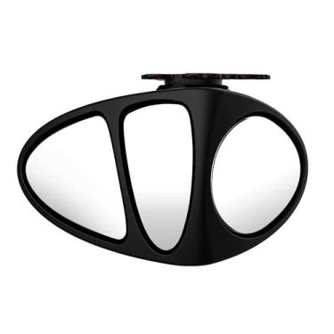 Imagem de Espelho de ponto cego para carro, espelho auxiliar de anjo amplo de 3 visões para espelho retrovisor do ponto cego da roda dianteira traseira (preto direito)