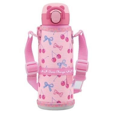 Imagem de Zojirushi Garrafa de água SM-UA48-PZ, caneca infantil com cordão, para crianças, para viagens escolares ou escolares, caneca de aço inoxidável, arruela sem costura, 480 ml, rosa cereja, tampa e