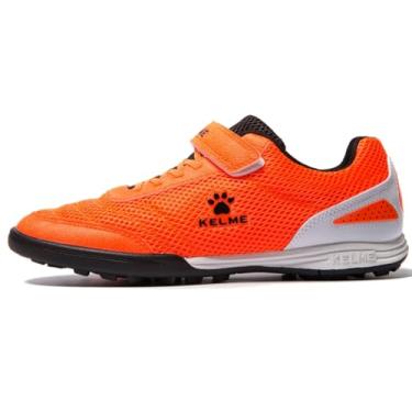 Imagem de KELME Chuteiras de futebol para meninos, chuteiras infantis, tênis de treinamento de futebol para uso interno, gramado largo para uso ao ar livre, Laranja, 15