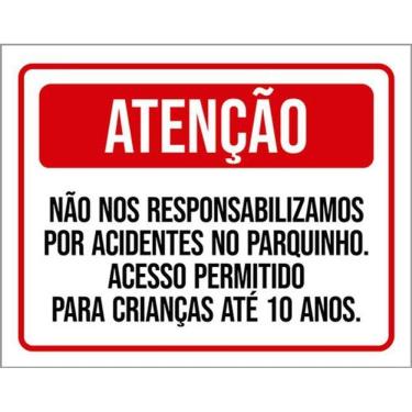Imagem de Kit 3 Placas Não Responsabilizamos Acidentes Parquinhos