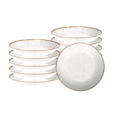 Imagem de Conjunto De Pratos Fundo Rústico Marrom Em Porcelana Decorada 22 Cm - Tramontina 96980011