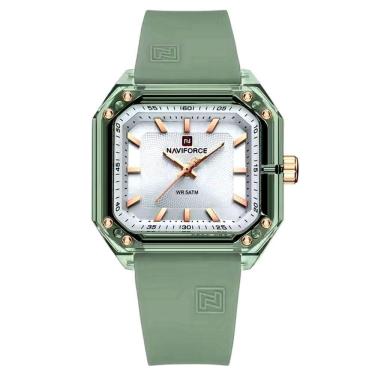 Imagem de Relógio Feminino Pulseira De Silicone Classico Quadrado Elegante Impermeável 50m Verde...