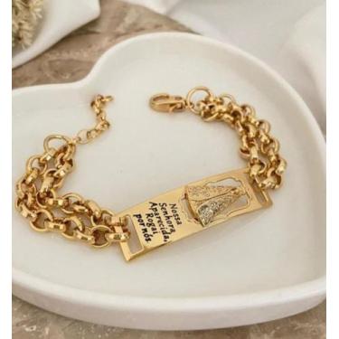 Imagem de Pulseira Feminina Aparecida do Norte Banhada a Ouro18k - Baronesa impo