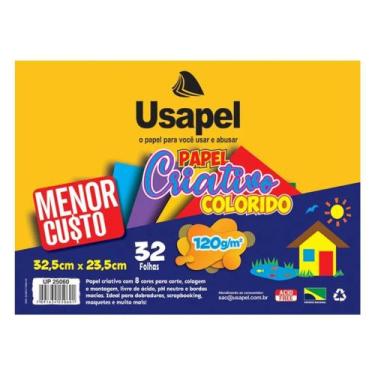 Imagem de Bloco Papel Criativo Colorido 120g/m² 32 Folhas 32,5 x 23,5cm - Usapel