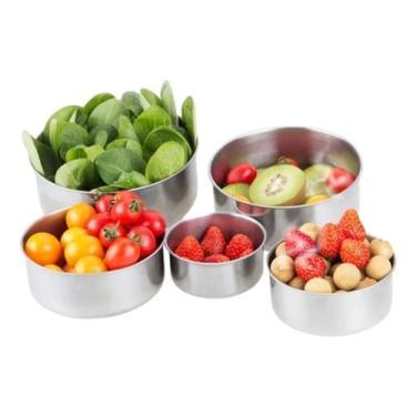 Imagem de Conjunto De Potes Tigela Inox C Tampa Bowl Redondo Moderno - Sou Mais 