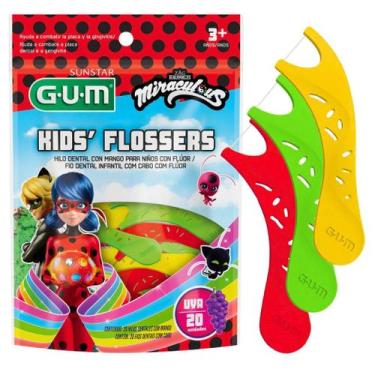 Imagem de Fio Dental C/ Cabo Kids Flossers Uva Miraculous Gum C/20