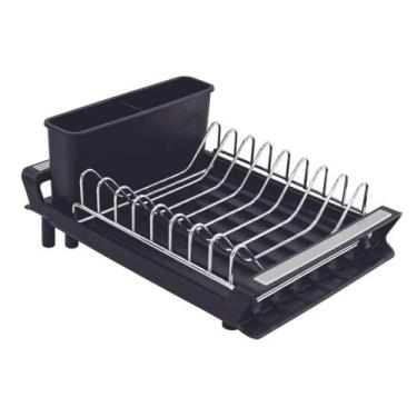 Imagem de Escorredor Louças Pratos Compacto Extensível Pia Preto Cor Grafite - M