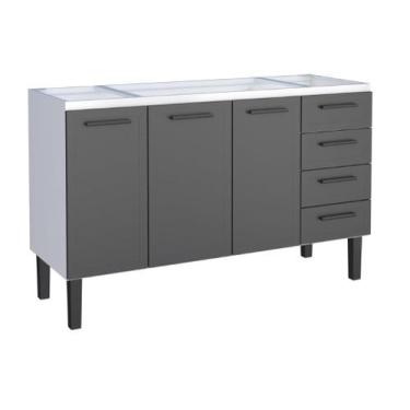 Imagem de Gabinete / Balcão JU de Cozinha para Pia de 1.50m em Aço 3 Portas + 4 