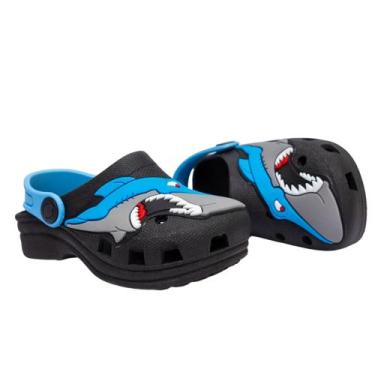 Imagem de Babuche Infantil Menino Croks infantil Menino Tubarão - RAE, Azul, 29/