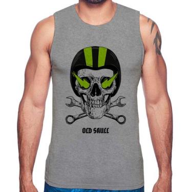 Imagem de Regata Old Skull Motorcycle - Foca na Moda, Cinza, P