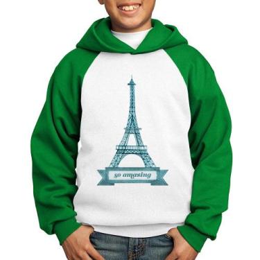 Imagem de Moletom Infantil Torre Eiffel Amazing - Foca na Moda, Branco, Verde, 1