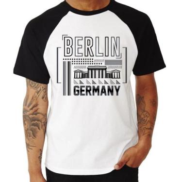 Imagem de Camiseta Raglan Berlim Alemanha - Foca na Moda, Branco, Preto, GG