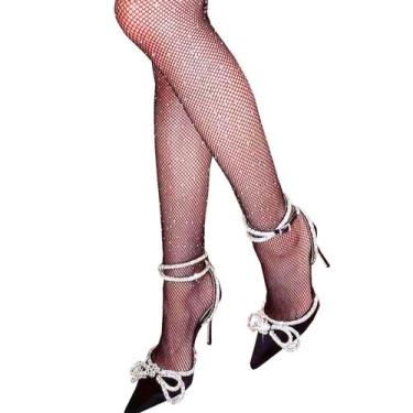 Imagem de Meia Calça Arrastão com Pedras Strass - Preto - Hang Rui