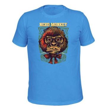 Imagem de Camiseta 100% Algodão Tecido Macio Nerd monkei - Surprass, Azul claro,