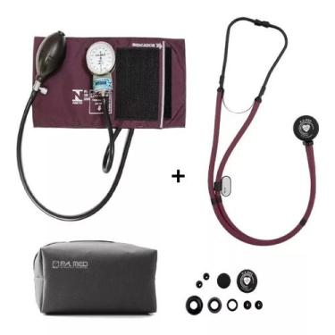 Imagem de Kit Esfigmomanômetro Estetoscopio Rappaport Black Ed P.a Med - P. A. M