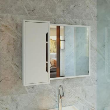 Imagem de Espelho de Banheiro com 1 Porta 80x60 cm Branco Tecno Mobili