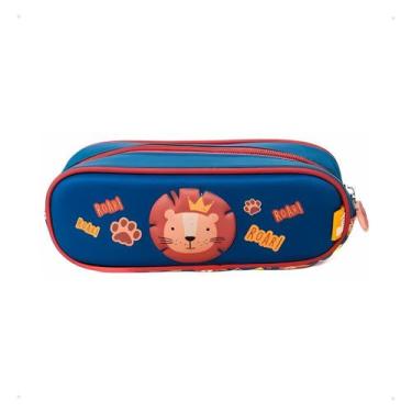 Imagem de Estojo Porta Lápis Escolar Infantil Leão 3d Yins Menino - Yin's, Azul