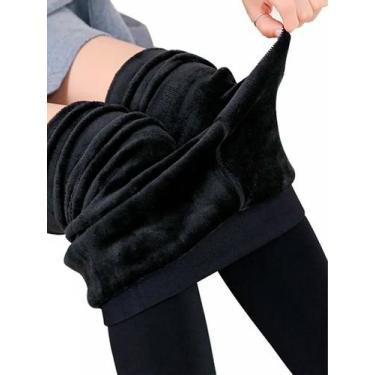 Imagem de Meia Calça Feminina Forrada Felpuda Segunda Pele Térmica - Klizz, Pret