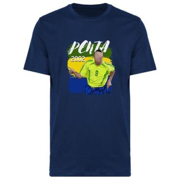 Imagem de Camiseta Brasil Penta Fenomenal 2002 - Novomanto, Azul, EGG