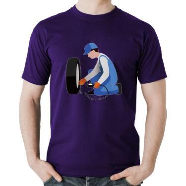 Imagem de Camiseta Algodão Borracharia - Foca na Moda, Roxo, M