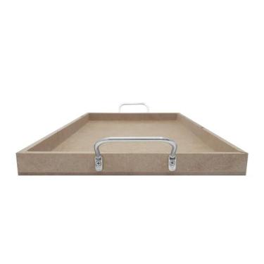 Imagem de Bandeja Retangular Lisa Simples com Alça 30,5x20,5x2 Mdf 6mm Madeira -