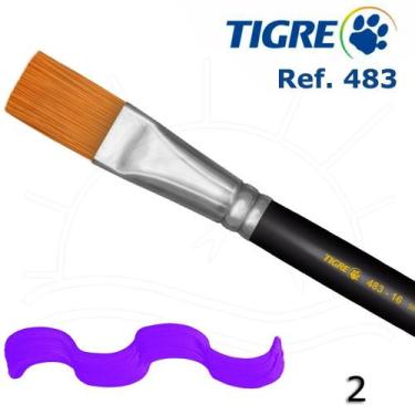 Imagem de Pincel Tigre 483 - Chato Sintético Dourado Acetinado, 02