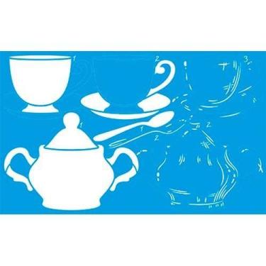 Imagem de Stencil Litoarte 21 x 34 cm - ST-339 Xícara, Açucareiro