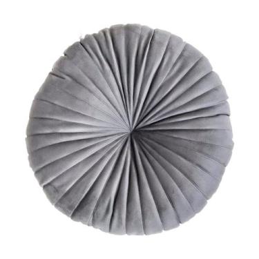 Imagem de Almofada Redonda Rendy em Veludo Cinza Claro - Díspar Design