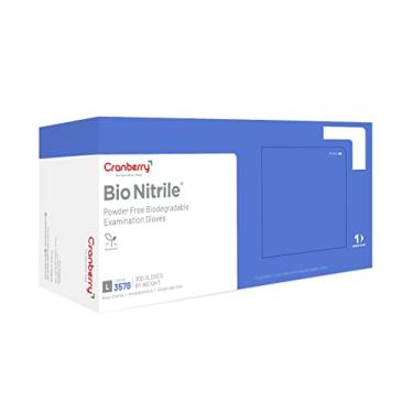 Imagem de Cranberry USA Luvas De Exame De Bionitrila Cranberry, Pacote Com 300, Médio, Azul, Biodegradável, 2,2 Mil