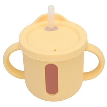 Imagem de Copos Infantis para Crianças, Canudinho de Silicone Com Alças Duplas Copos Leves Abertos para Bebês Copo de Treinamento Com Capa Apertada à Prova de Vazamentos para Viagens Em