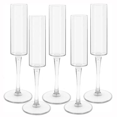 Imagem de Ahongwenxi 12 peças de taças de champanhe acrílicas de 170 g taças de champanhe transparentes de plástico com haste alta, taças inquebráveis para casamento, aniversário, Natal, festa de aniversário