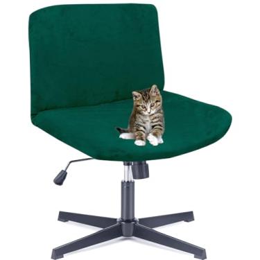 Imagem de Deisy Dee Capas de cadeira de escritório com pernas cruzadas de veludo - Atualize sua cadeira de trabalho de computador sem braços com capas elásticas de veludo macio e vibrante - Transforme seu