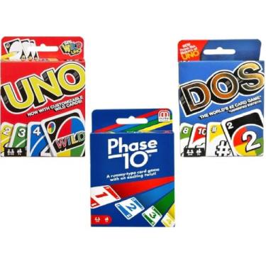 Imagem de Mattel Uno, Dos and Phase 10 Card Game, Combo Pack of 3