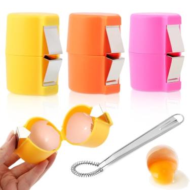 Imagem de 4 peças Abridor de casca de ovo, abridor de casca de ovo, ferramenta de biscoito de ovo descascador de ovos separador de ovos para ovos, cortador de ovos de aço inoxidável, ferramenta de trituração de