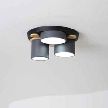 Imagem de DKRCPFNT Lustre Sputnik nórdico exclusivo redondo de LED com acabamento cromado moderno luminária pendente de metal vintage decoração de madeira para cozinha sala de estar corredor