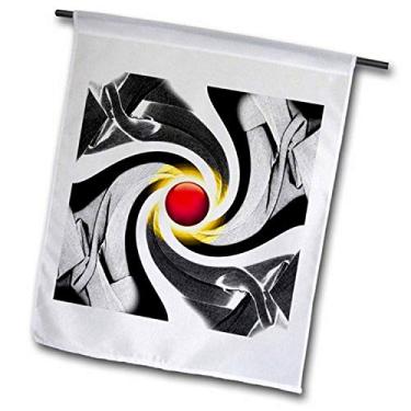 Imagem de 3dRose fl_99568_2 O design de espiral preto e branco fractal obterá uma bandeira de jardim de segundo visual, 45,7 x 68,5 cm