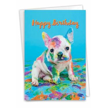 Imagem de The Best Card Company Dirty Dogs - Cartão de aniversário com envelope (4,63 x 6,75 polegadas) - Messy Little Pup C7217ABDG