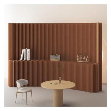 Imagem de Biombos e Divisórias Tela Divisória Marrom Moderna, Divisória De Parede Portátil Dobrável, Tela De Privacidade Flexível Para Separação De Ambientes, Para Escritórios Domésticos E Estúdios(400~500x220x